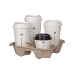 Prime Source Recycled Pulp 4 Cup Carrier, Kraft, 32 oz, 300/cs