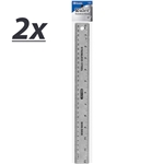 Lot of 2 Stainless Steel High Quality Non-Skid Back Straight 12 (30cm) Ruler