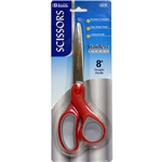 8 Soft Grip Stainless Steel Scissors Superior Quality Comfortable Cushioned - Red
