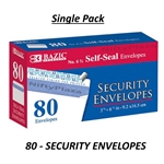 BAZIC #6 - 3/4 Peel and Seal Security Envelope Self-Adhesive Strip 80 Per Pack - B573