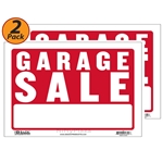 2 Pack - Garage Sale Sign 9x12 Durable Plastic, Weatherproof, Bright and Highly Visible