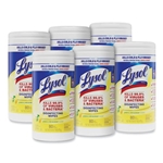 7x7.25 LYSOL Disinfecting Wipes, 1-Ply, Lemon and Lime Blossom, White, 80 Wipes/Canister, 6 Canisters/ct
