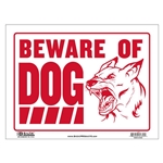 Beware Of Dog Sign 9x12 Durable Plastic, Weatherproof, Bright and Highly Visible - S10