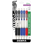 Zebra Z-Grip Mechanical Pencil, 0.7mm Point Size, HB #2 Graphite, Assorted Grip Colors, 5-Count