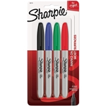 Sharpie 4 pcs Fine Tip Permanent Marker, Assorted Colors marks on Paper, Plastic, Metal and most other surfaces