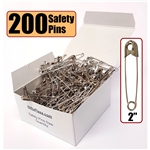 NiftyPlaza Extra Large Safety Pins, Size 2 Inch, 200 Safety Pins, Heavy Duty for Sewing, Crafting