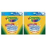 Crayola 24 Count Washable Markers Broad Bright Assorted Colors, Non-Toxic - Pack of 2