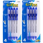 BAZIC G-Flex Blue Oil-Gel Ink Pen with Cushion Grip Pack of 2 (4/Pack) 8-Count Nonstop Writing Comfort