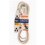 UL 3 Outlet Banana Extension 12 ft white Grounded Indoor Home Office Extension Cord