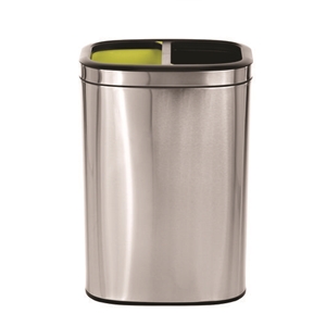 10.5 Gallon Stainless Steel Open Top Dual Compartment Trash Can