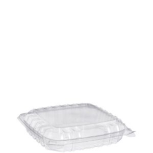 OPS 1 Compartment Hinged Container, Clear, Medium, 8.25" x 8.25" x 2 2/125