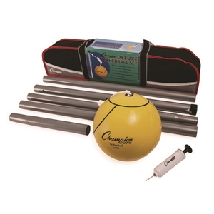 ChampionSp Deluxe Tether Ball Set, Tetherball/102" Cord/(4) 24" Telescoping Poles/Carry Bag/Pump with Needle