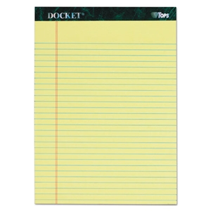 TOPS Docket Ruled Perforated Pads, Wide/legal Rule, 50 Canary-Yellow 8.5 X 11.75 Sheets, 6/pack
