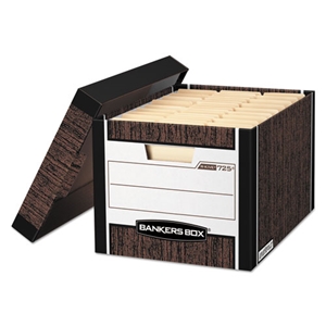 BankersBox R-Kive Heavy-Duty Storage Boxes, Letter/legal Files, 12.75" X 16.5" X 10.38", Woodgrain, 12/carton
