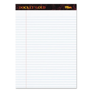 TOPS Docket Gold Ruled Perforated Pads, Wide/legal Rule, 50 White 8.5 X 11.75 Sheets, 12/pack