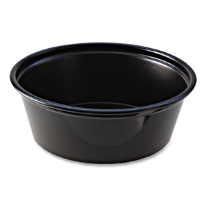 Fabri-Kal Portion Cups, 1.5 oz, Squat, Black, 250/Sleeve, 10 Sleeves/Carton