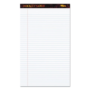 TOPS Docket Gold Ruled Perforated Pads, Wide/legal Rule, 50 White 8.5 X 14 Sheets, 12/pack