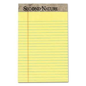 TOPS Second Nature Recycled Ruled Pads, Narrow Rule, 50 Canary-Yellow 5 X 8 Sheets, Dozen
