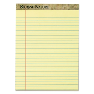 TOPS Second Nature Recycled Ruled Pads, Wide/legal Rule, 50 Canary-Yellow 8.5 X 11.75 Sheets, Dozen