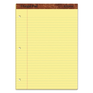 TOPS "The Legal Pad" Ruled Perforated Pads, Wide/legal Rule, 50 Canary-Yellow 8.5 X 11.75 Sheets, Dozen