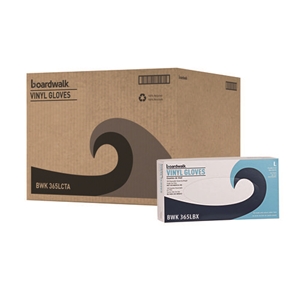 Boardwalk General Purpose Vinyl Gloves, Powder/Latex-Free, 2.6 mil, Large, Clear, 100/Box, 10 Boxes/Carton