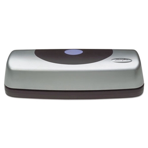Swingline 15-Sheet Electric/battery Portable Desktop Punch, Three-Holes, 9/32" Holes, Silver/black