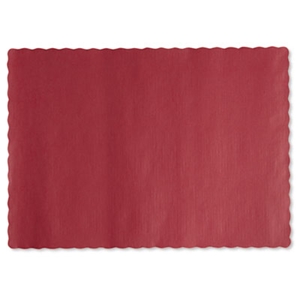 9.5x13.5 Solid Color Scalloped Edge Placemats, Burgundy, 1,000/ct