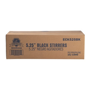 Empress Cocktail Straw / Stirrer Unwrapped 5.25" Black Boxed 10 / 1000 cs