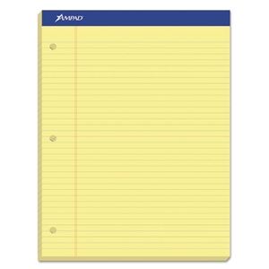 Ampad Double Sheet Pads, Medium/college Rule, 100 Canary-Yellow 8.5 X 11.75 Sheets
