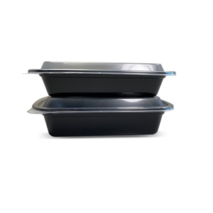 28oz Rectangle Container Empress 8x6x1.5 Black Base w/Clear Lid 150/cs