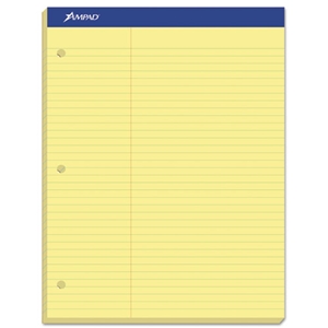 Ampad Double Sheet Pads, Pitman Rule Variation (offset Dividing Line - 3" Left), 100 Canary-Yellow 8.5 X 11.75 Sheets