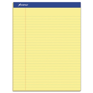 Ampad Recycled Writing Pads, Wide/legal Rule, Politex Green Kelsu Headband, 50 Canary-Yellow 8.5 X 11.75 Sheets, Dozen