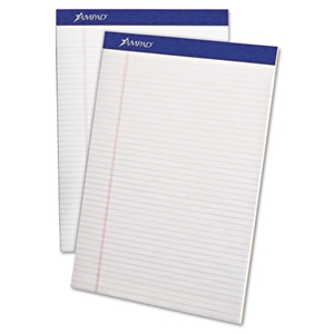 Ampad Perforated Writing Pads, Narrow Rule, 50 White 8.5 X 11.75 Sheets, Dozen