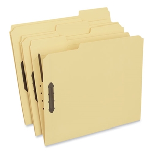 Universal Deluxe Reinforced Top Tab Fastener Folders, 0.75" Expansion, 2 Fasteners, Letter Size, Yellow Exterior, 50/Box