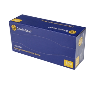 12x10.75 Inch Chef's Seal Aluminum Foil Pop Up Sheet, Silver, 500/box, 6 Box/cs
