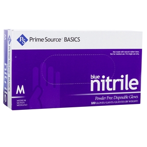 Medium Powder Free Nitrile Gloves, Blue, Prime Source Basics, Blue, 100/box, 10 box/cs
