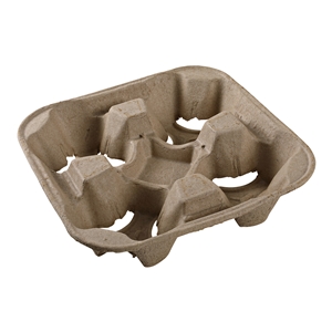 8-32oz Pulp 4 Cup Carrier, 8.74x8.74x2.16 Brown 300/cs