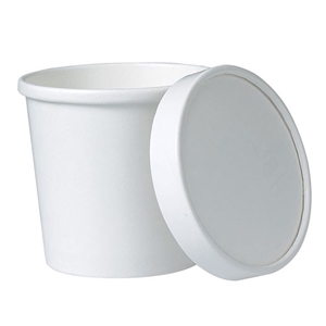 12oz Paper Hot Food Container Combo With Lid, White, 250/cs
