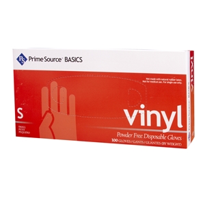 Prime Source Basics Vinyl Powder Free Glove, Clear, Small 10/100