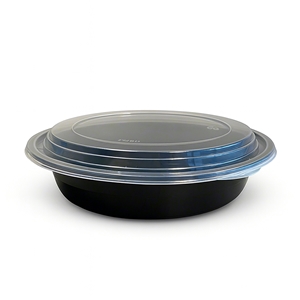 24oz 7" Round Container Combo Black Base w/ Clear Lid 150/cs