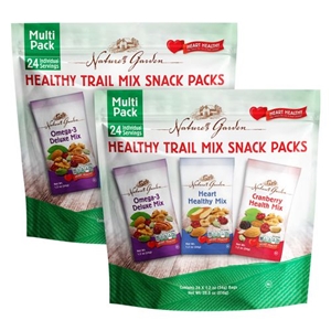 NaturesGdn Healthy Trail Mix Snack Packs, Assorted Flavors, 1.2 oz Pouch, 24/Bag, 2 Bags/Carton