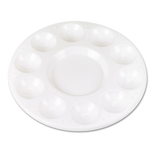Creativity Round Plastic Paint Trays For Classroom, White, 10/pack