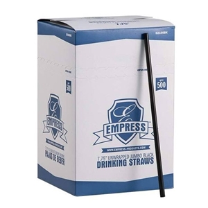 Empress Jumbo Straw Unwrapped 7.75" Black Boxed 10 boxes of 500