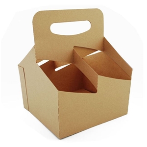 Southern Champion Paperboard Drink Carrier w/ Handle Kraft 4 Cups up to 32 oz. 250/cs