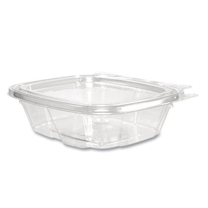 Dart ClearPac SafeSeal Tamper-Resistant/Evident Containers, Flat Lid, 8 oz, 4.9 x 1.4 x 5.5, Clear, Plastic, 100/Bag, 2 Bags/CT