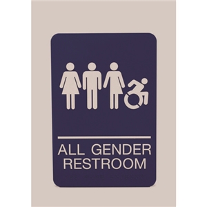 ADA Sign, All Gender Restroom, 6 x 9, Blue Face, White Graphics
