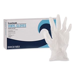 Medium Vinyl Gloves Clear Boardwalk Exam, 3 3/5 Mil, 100/box, 10 Boxes/ct