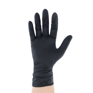 Medium Nitrile Gloves, Black, Powder Free, Prime Source, 100/box