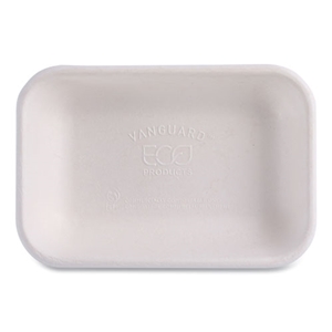 Vanguard Worldview Renewable and Compostable Sugarcane Take-Out Containers, 16 oz, 7 x 5 x 1, White, Sugarcane, 400/Carton