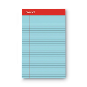 Universal Colored Perforated Ruled Writing Pads, Narrow Rule, 50 Blue 5 X 8 Sheets, Dozen